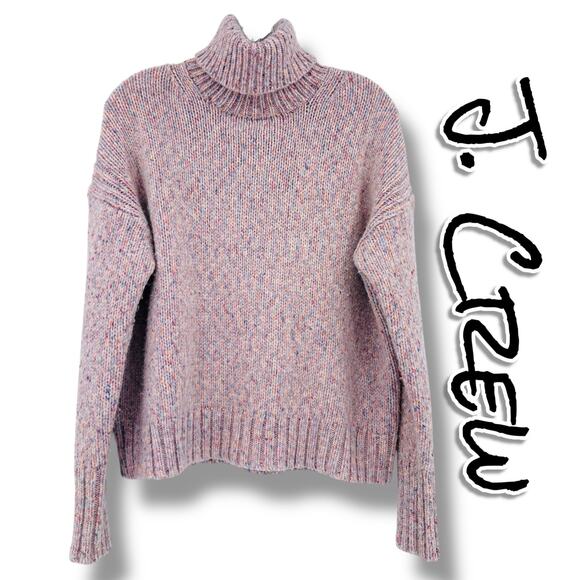 J. Crew Sweaters - J Crew Pink Marled Speckled Wool Turtleneck Cropped Sweater Womens Size Med